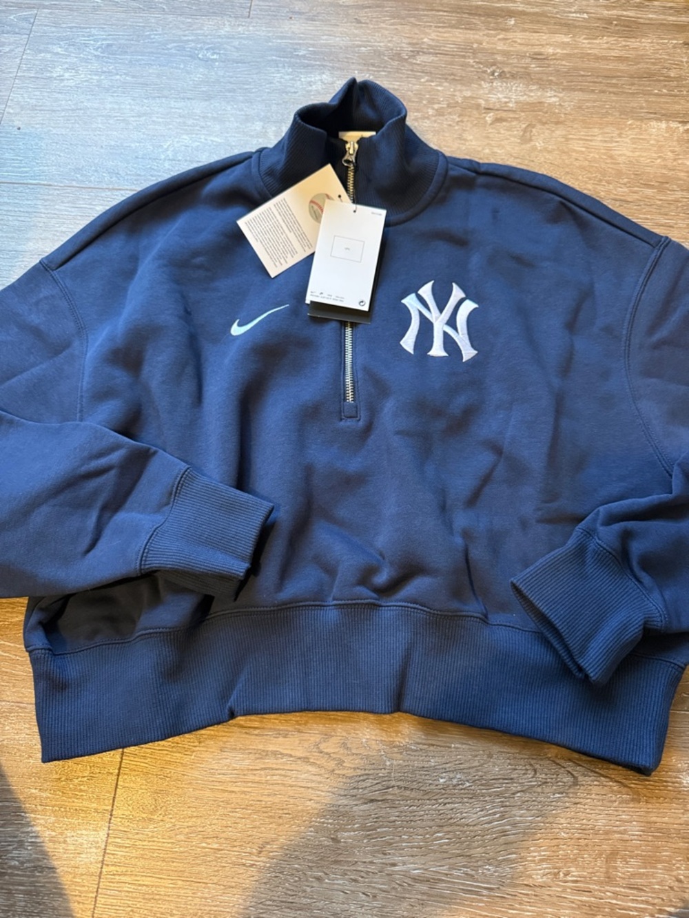 Nike Navy Blue Half-Zip Sweatshirt with White Logo